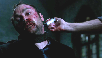 Sam doses Crowley up.